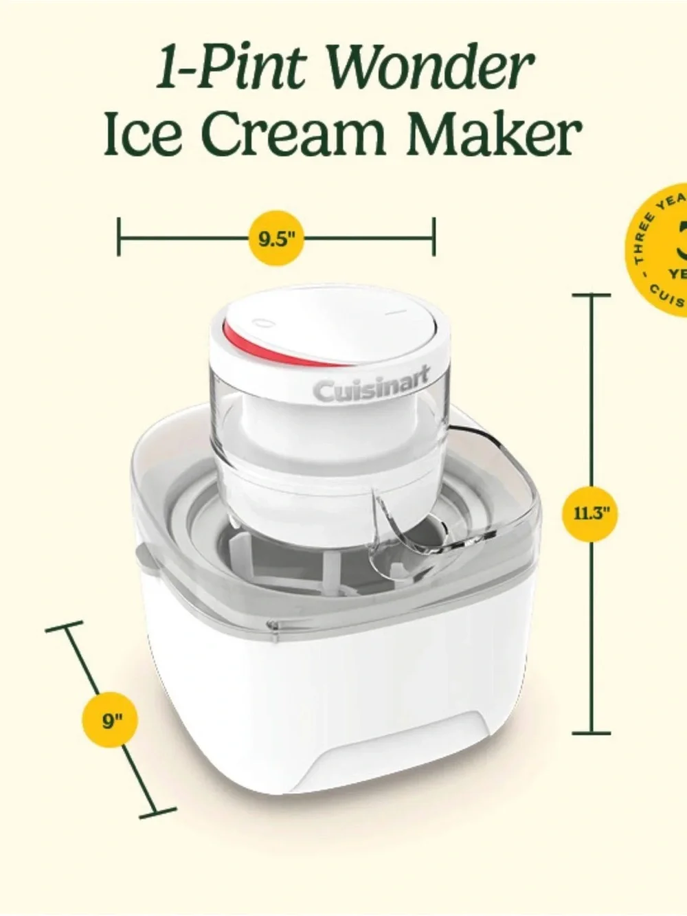 Cuisinart White Ice Cream Maker with Pink Accent - NWOT